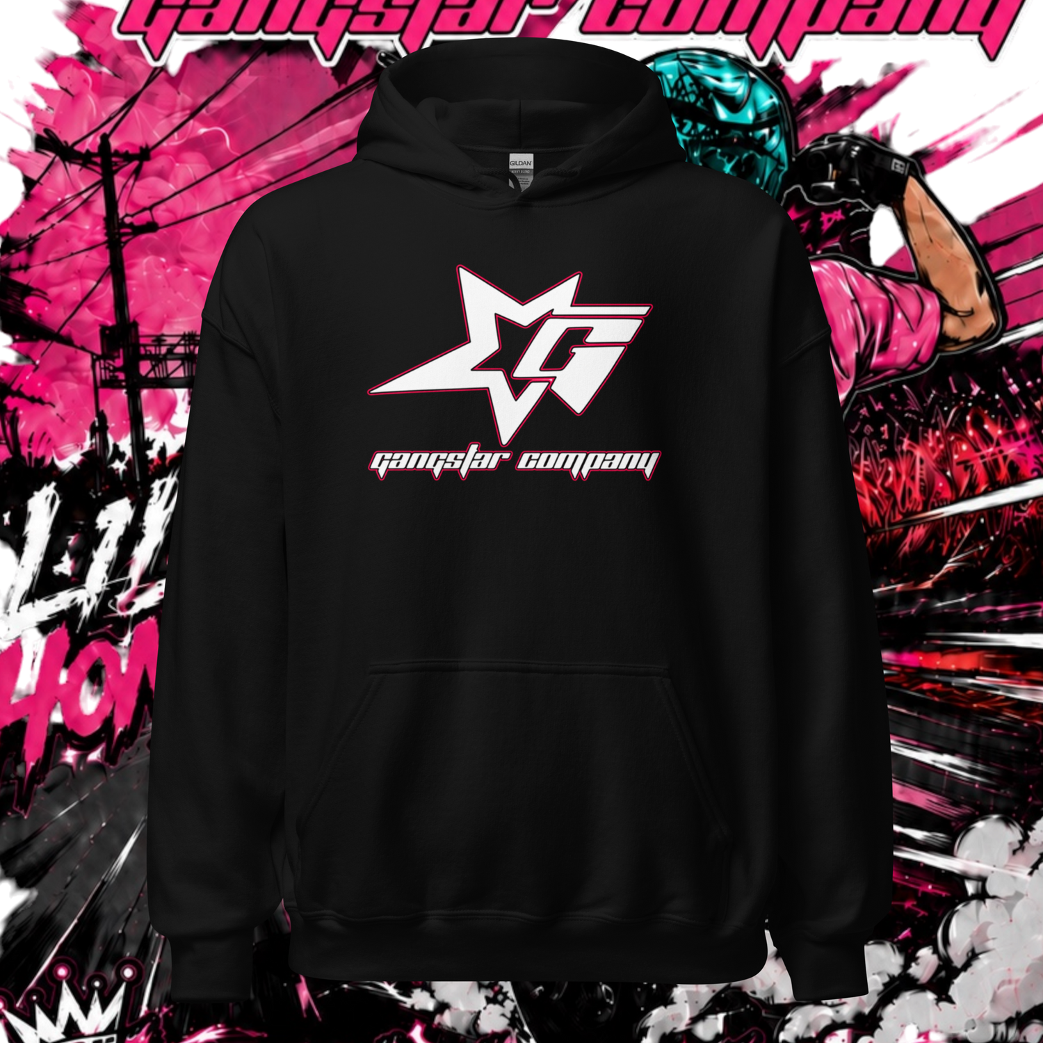 StunnaSeth × Gangstar Company hoodie front mockup