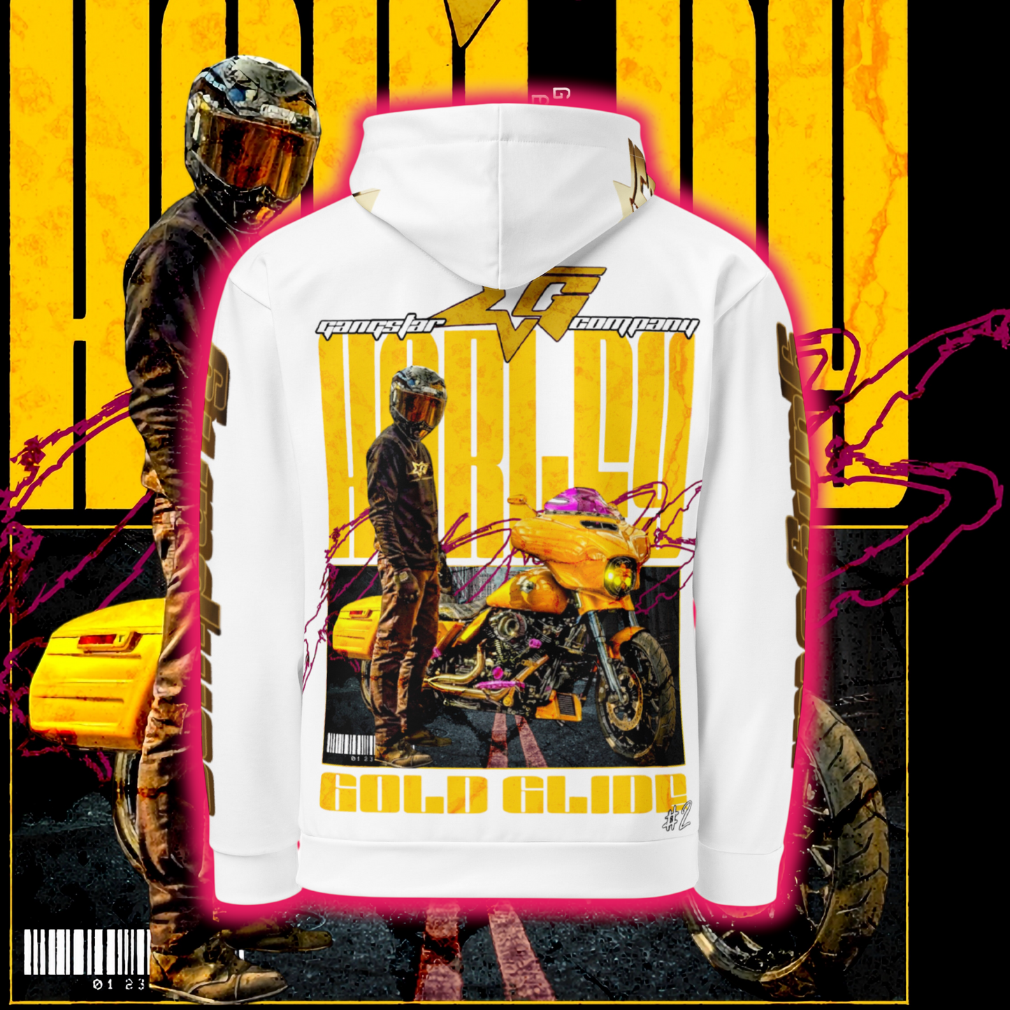 Harley Gold Glide GC All Over Hoodie #8