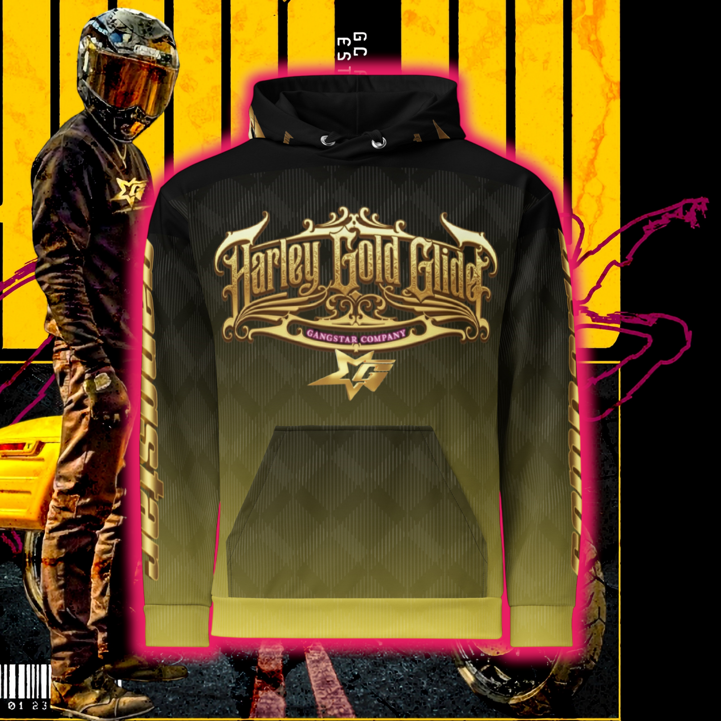 Harley Gold Glide GC All Over Hoodie #7