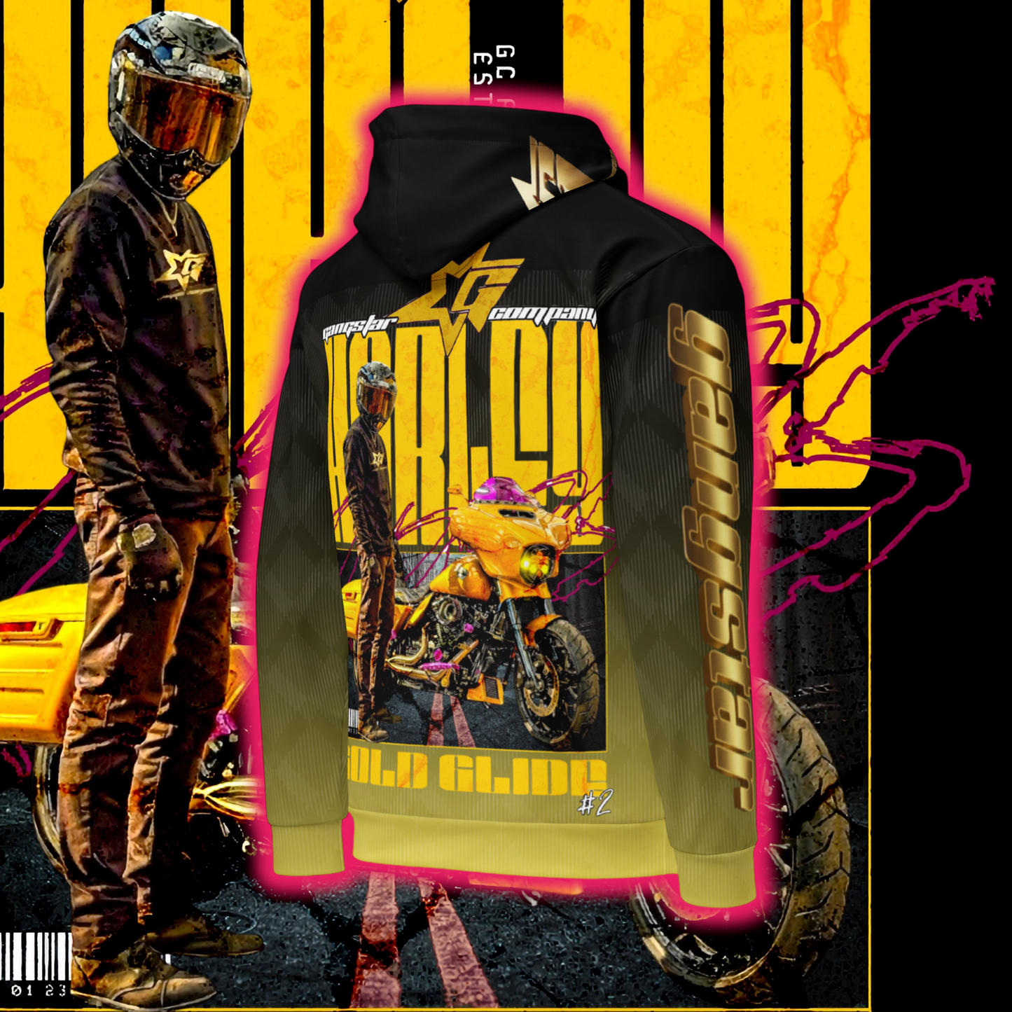 Harley Gold Glide GC All Over Hoodie #7