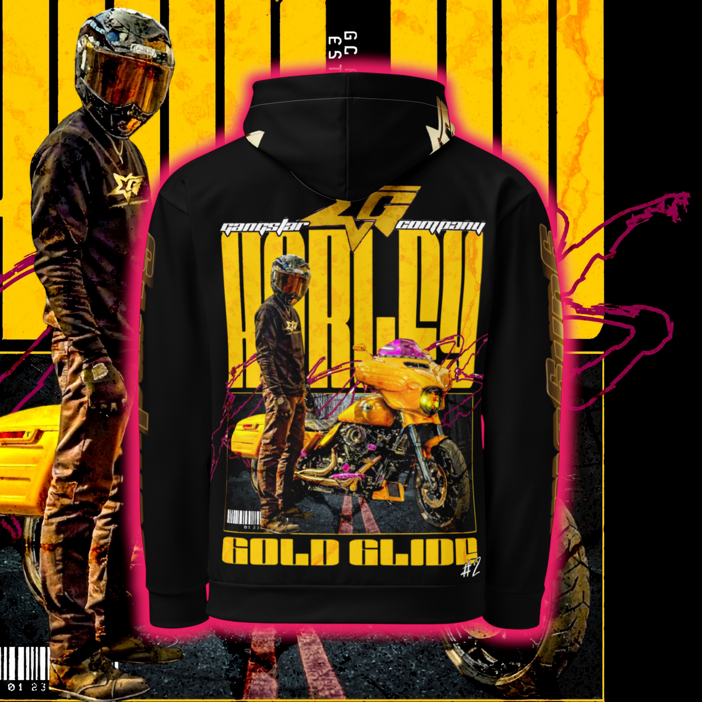Harley Gold Glide GC All Over Hoodie #6